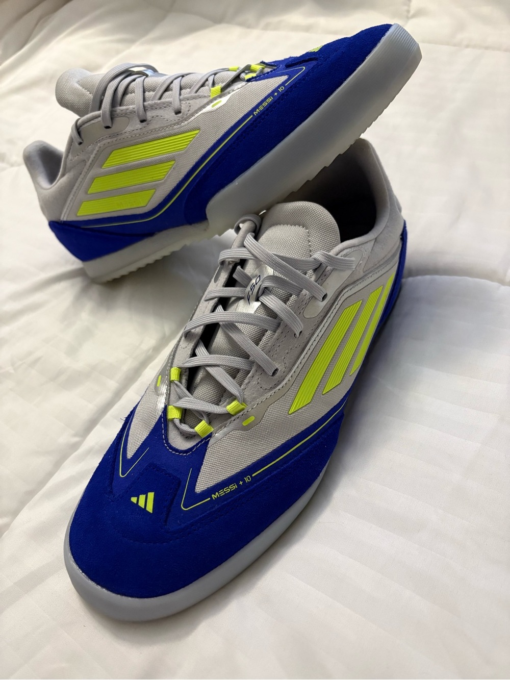 adidas Men's Blue, Gray & Neon Yellow Indoor Sneakers